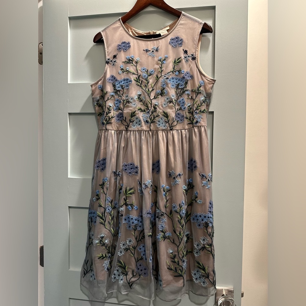 Sundance Blue Floral Embroidered Mini Dress